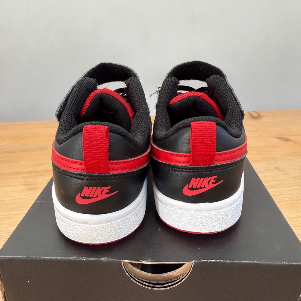 Kids Nike Court Borough Low 2 Black and Red - Picture 4 of 6